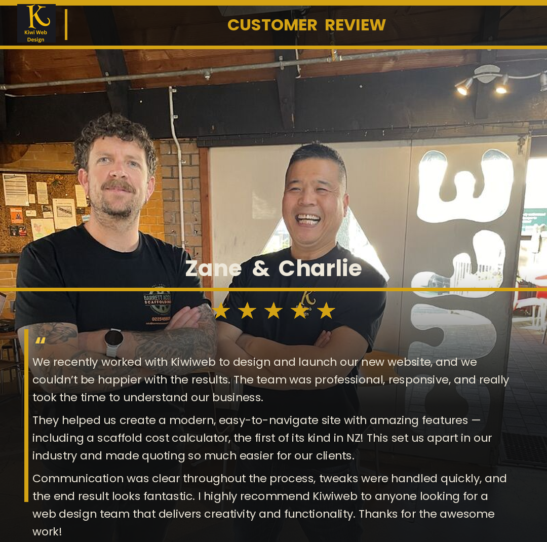 Client testimonial for Kiwi Web Design